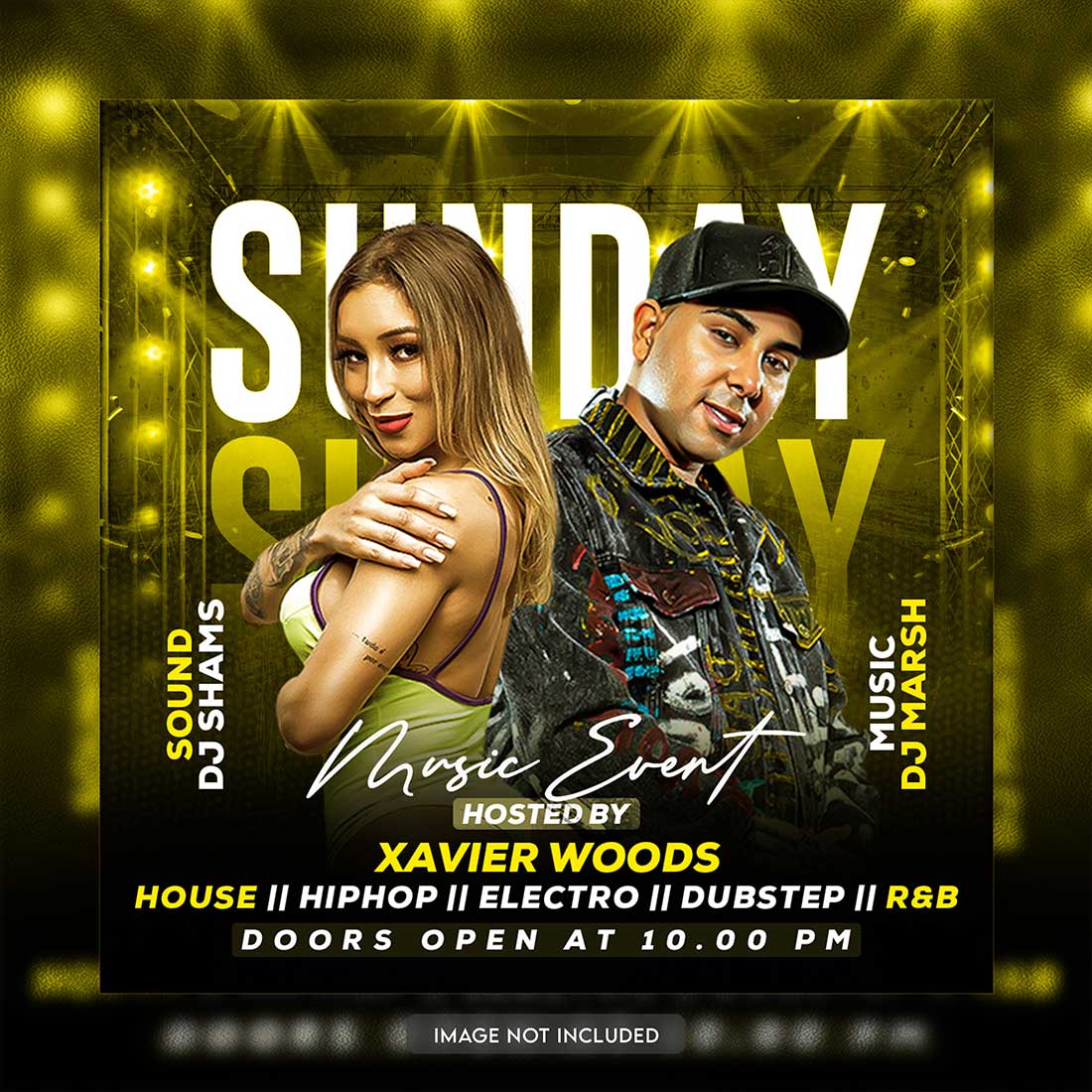 Premium Bundle Dj Night Club Party Flyer social media and Instagram post template preview image.