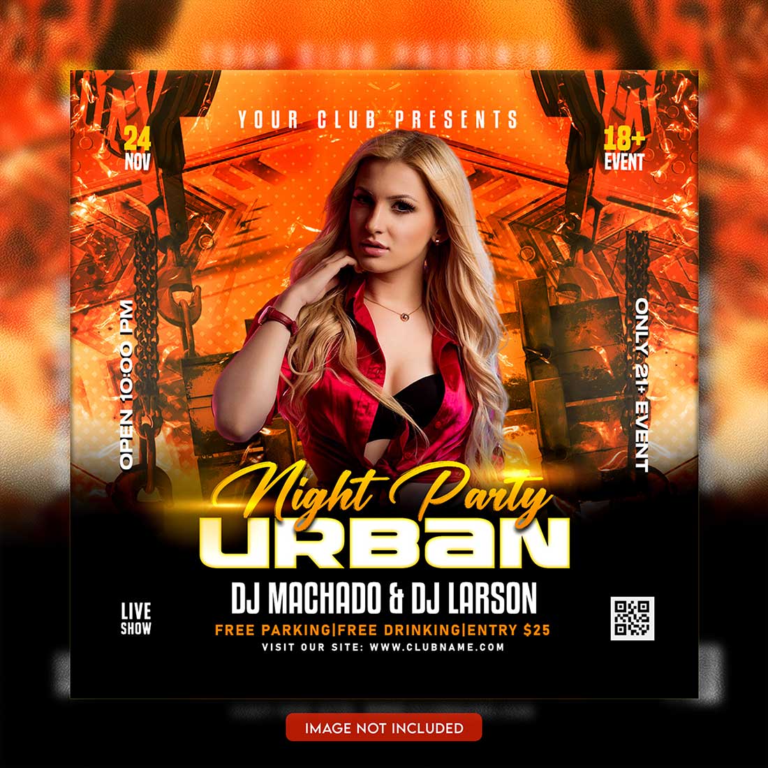 Premium Bundle Dj Night Club Party Flyer social media and Instagram post template preview image.