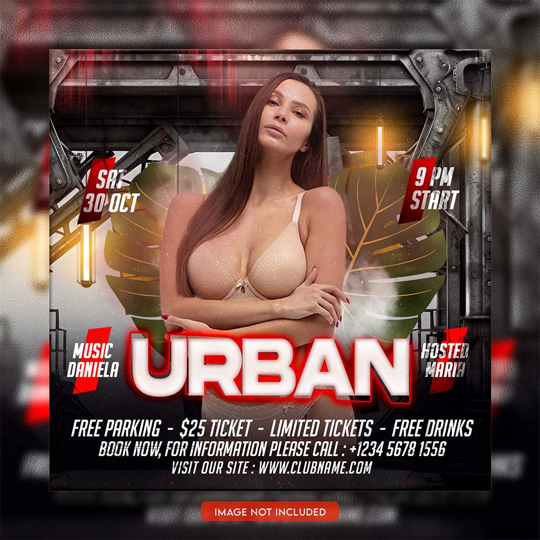 Premium Bundle Dj Night Club Party Flyer social media and Instagram post template preview image.