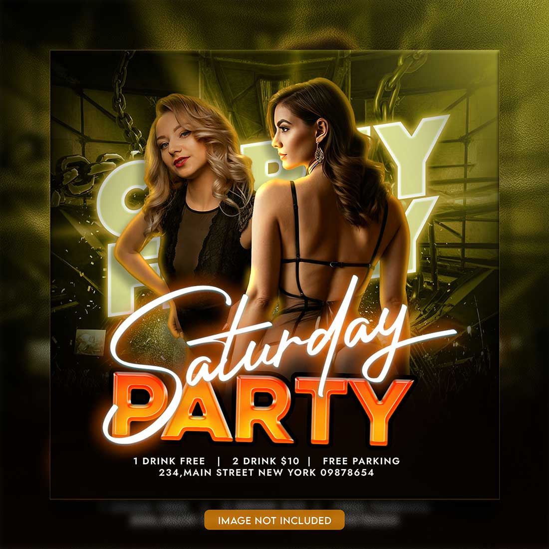 Premium Bundle Dj Night Club Party Flyer social media and Instagram post template preview image.