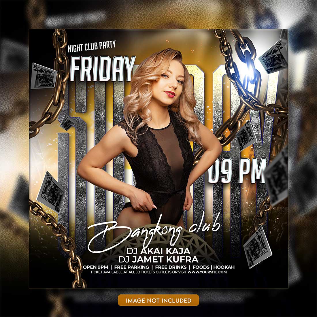 Premium Bundle Dj Night Club Party Flyer social media and Instagram post template preview image.