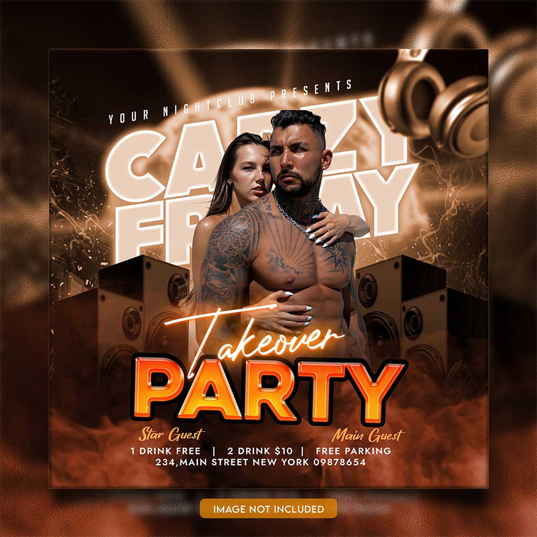 Premium Bundle Dj Night Club Party Flyer social media and Instagram post template preview image.