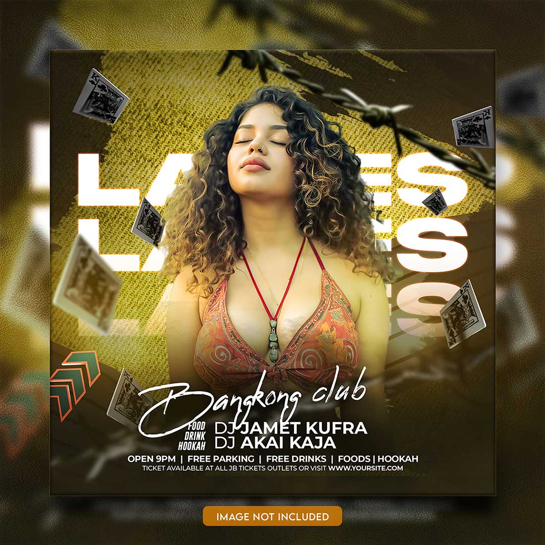 Premium Bundle Dj Night Club Party Flyer social media and Instagram post template preview image.