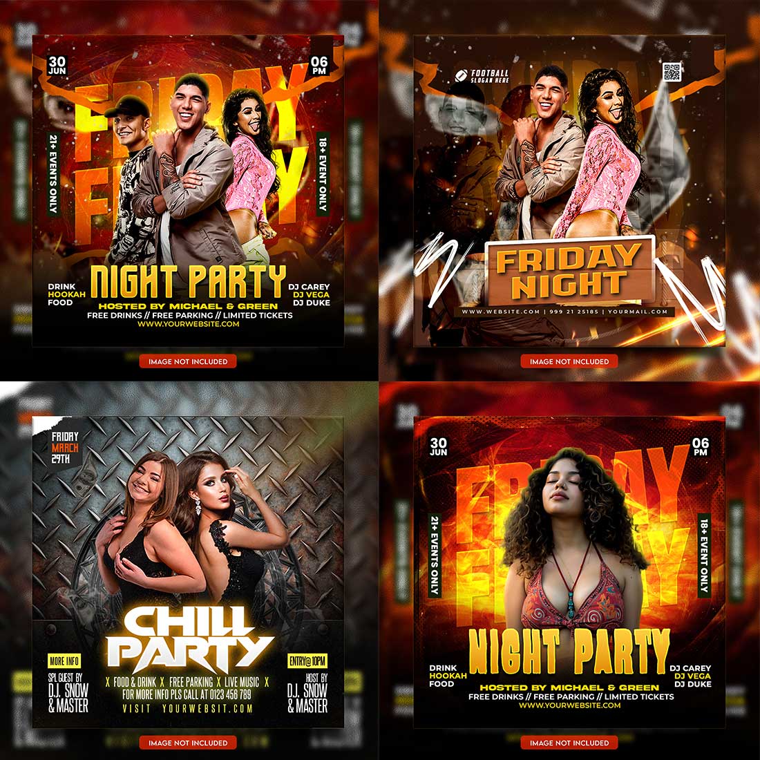 Premium Bundle Dj Night Club Party Flyer social media and Instagram post template cover image.