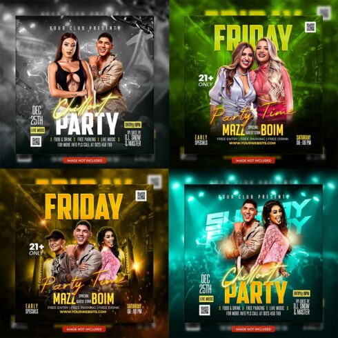 Premium Bundle Dj Night Club Party Flyer social media and Instagram post template cover image.