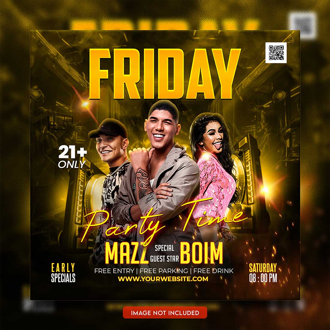 Premium Bundle Dj Night Club Party Flyer social media and Instagram post template preview image.