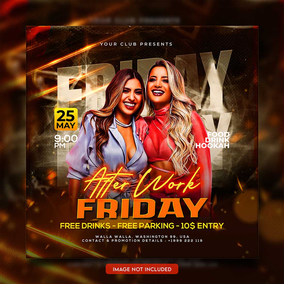 Premium Bundle Dj Night Club Party Flyer social media and Instagram post template preview image.