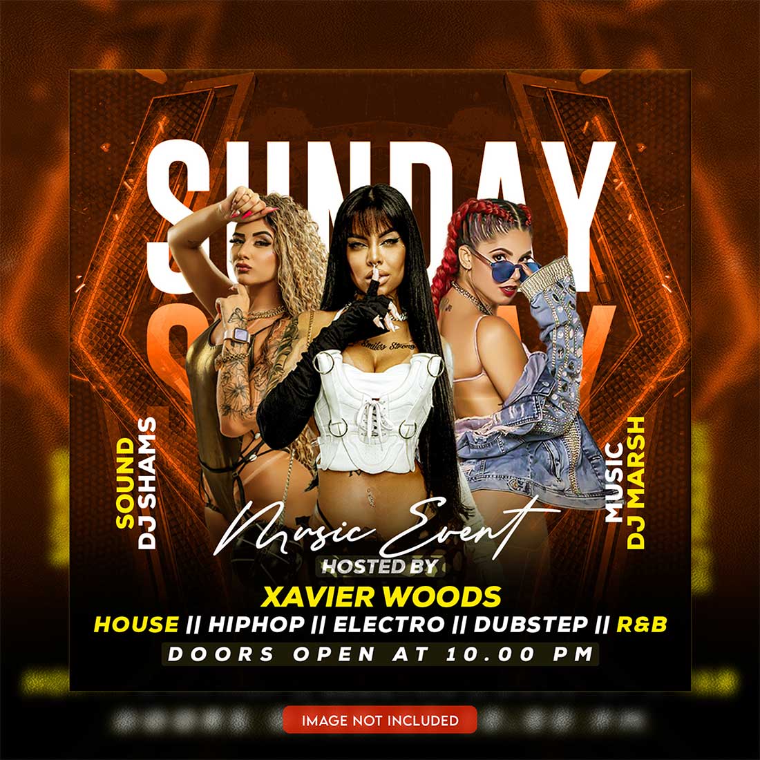 Premium Bundle Dj Night Club Party Flyer social media and Instagram post template preview image.