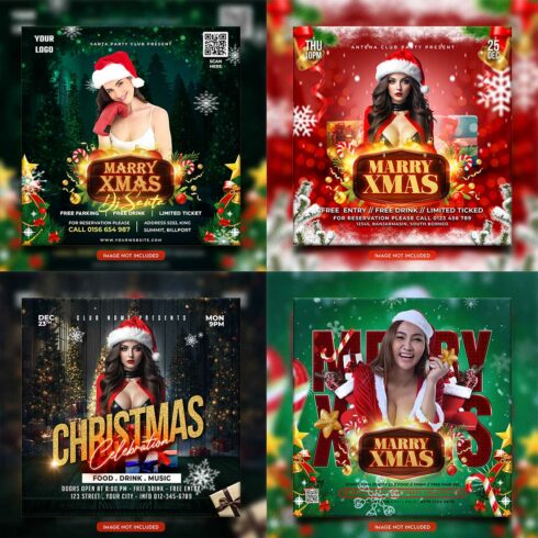Merry christmas and happy new year night party social media post and Instagram template in Adobe Photoshop cover image.