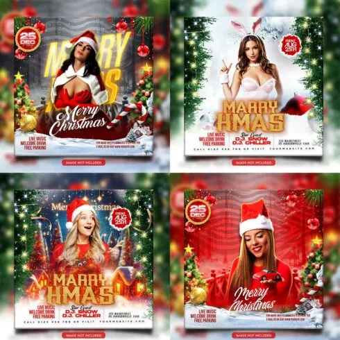 Merry christmas and happy new year night party social media post and Instagram template in Adobe Photoshop cover image.
