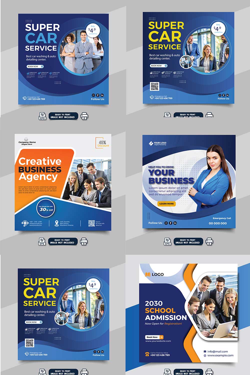 social media banner or post template bundles fully editable pinterest preview image.