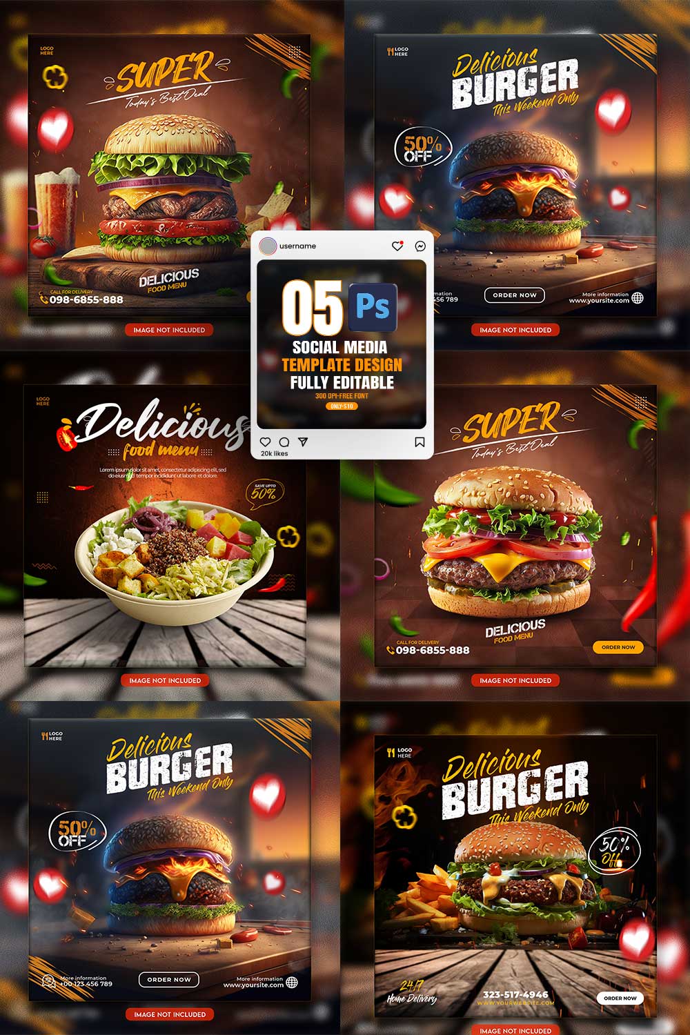 05 Unique & Professional social media post or web banner template design pinterest preview image.