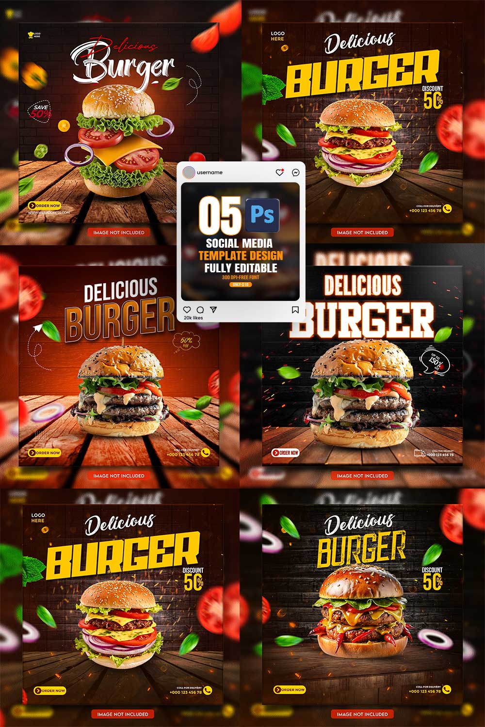 05 Unique & Professional social media post or web banner template design pinterest preview image.