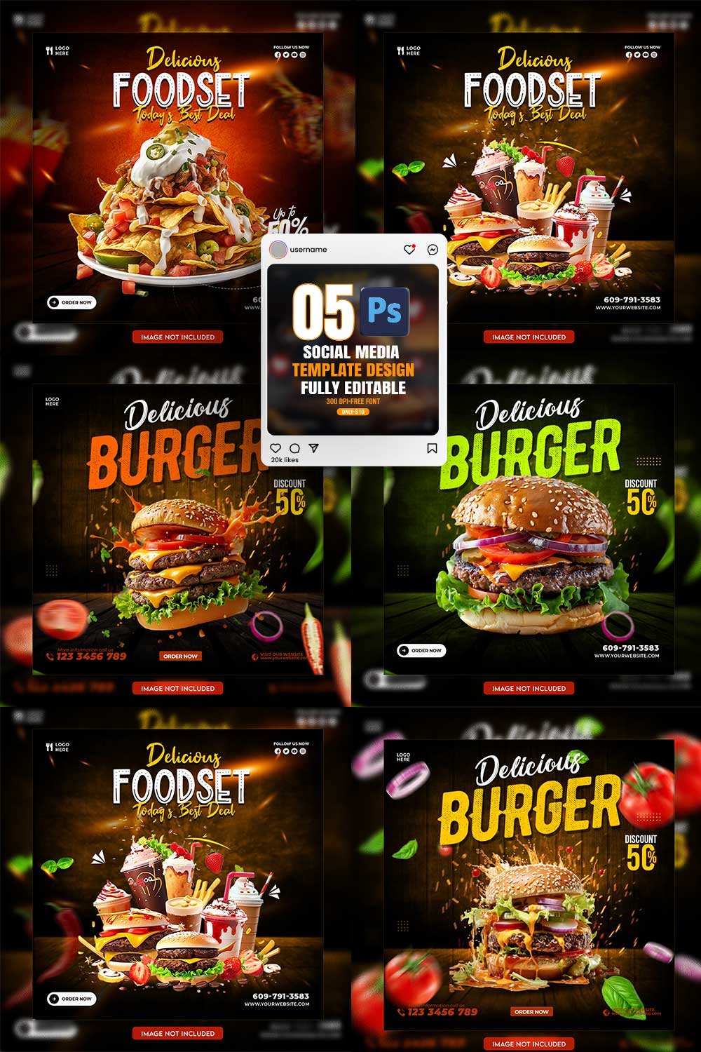 05 Unique & Professional social media post or web banner template design pinterest preview image.
