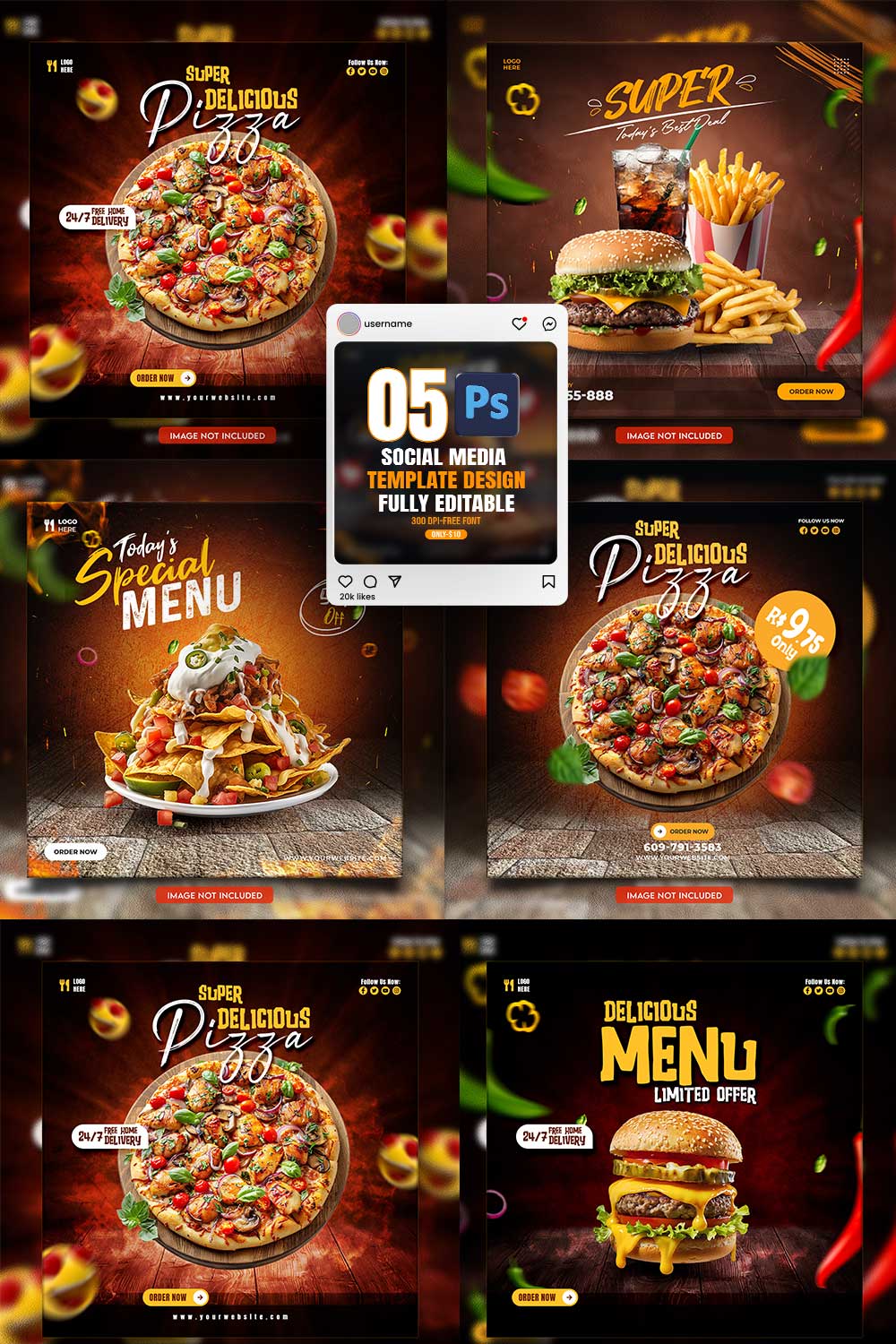 05 Unique & Professional social media post or web banner template design pinterest preview image.