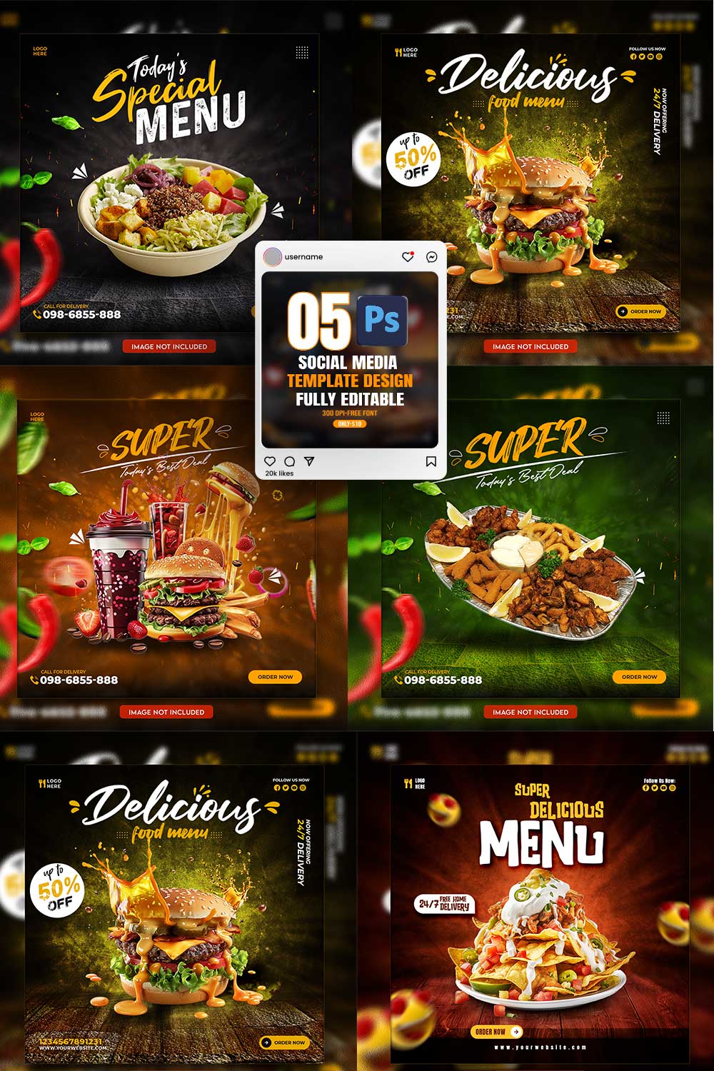05 Unique & Professional social media post or web banner template design pinterest preview image.