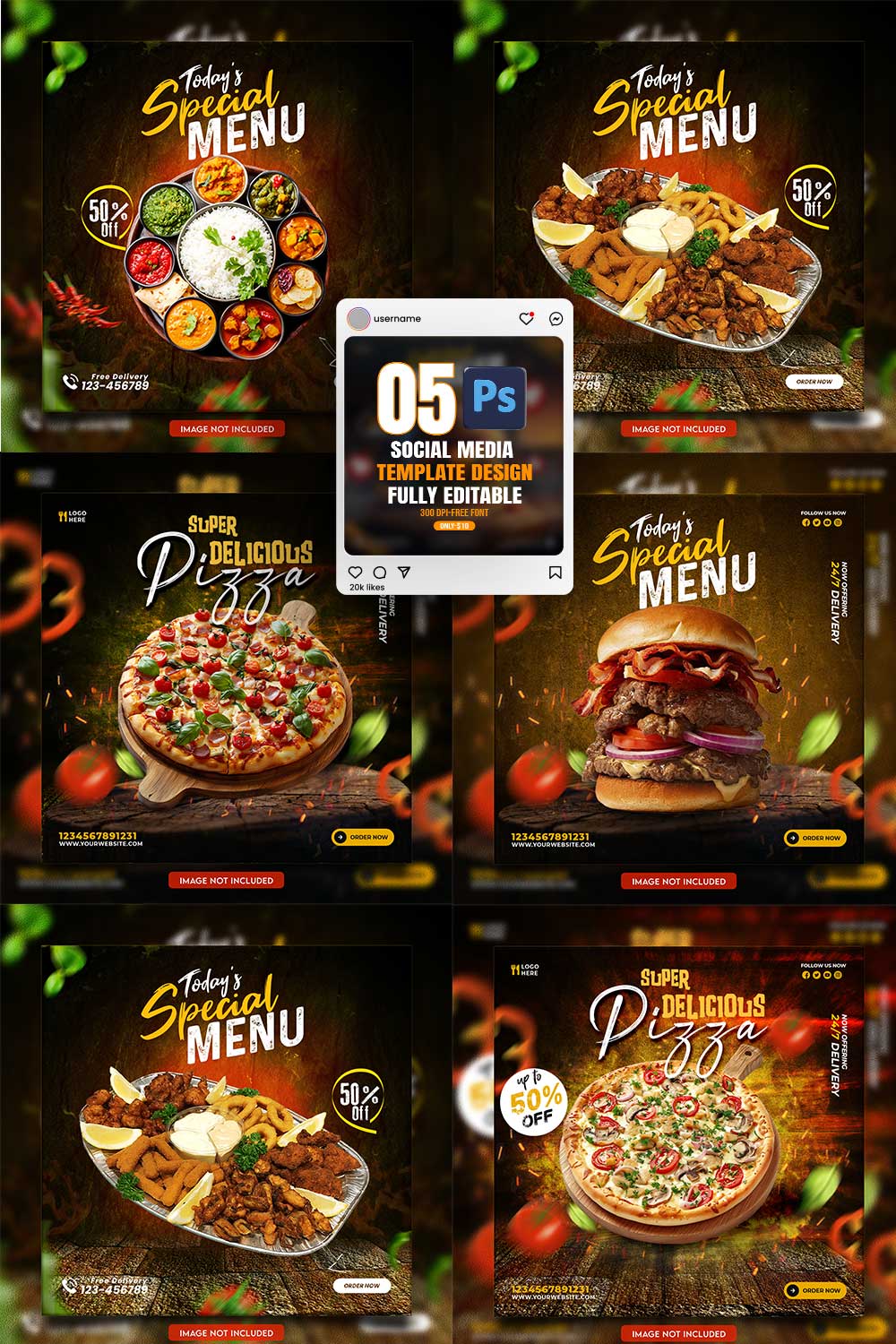 05 Unique & Professional social media post or web banner template design pinterest preview image.