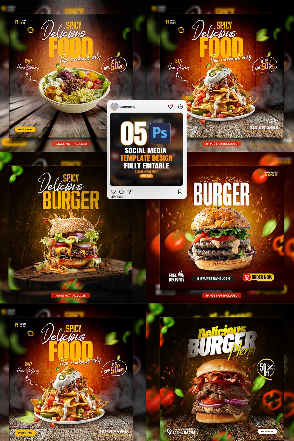 05 Unique & Professional social media post or web banner template design pinterest preview image.