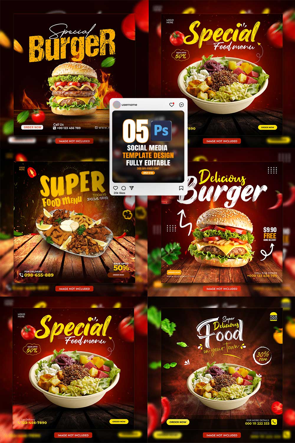 05 Unique & Professional social media post or web banner template design pinterest preview image.