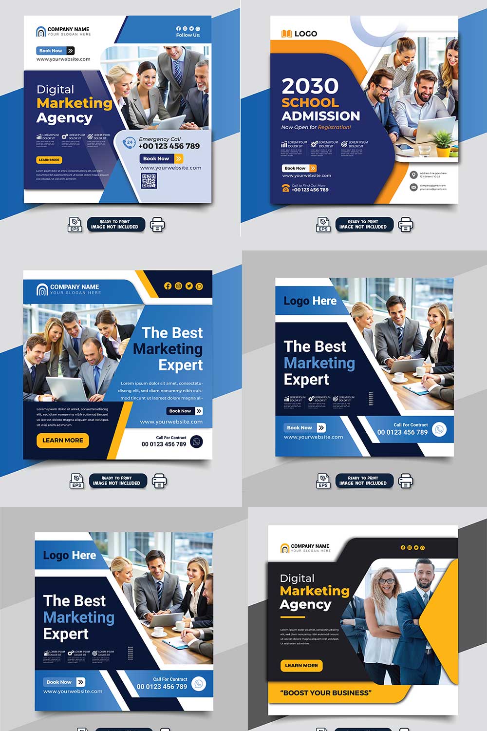 social media banner or post template bundles fully editable pinterest preview image.