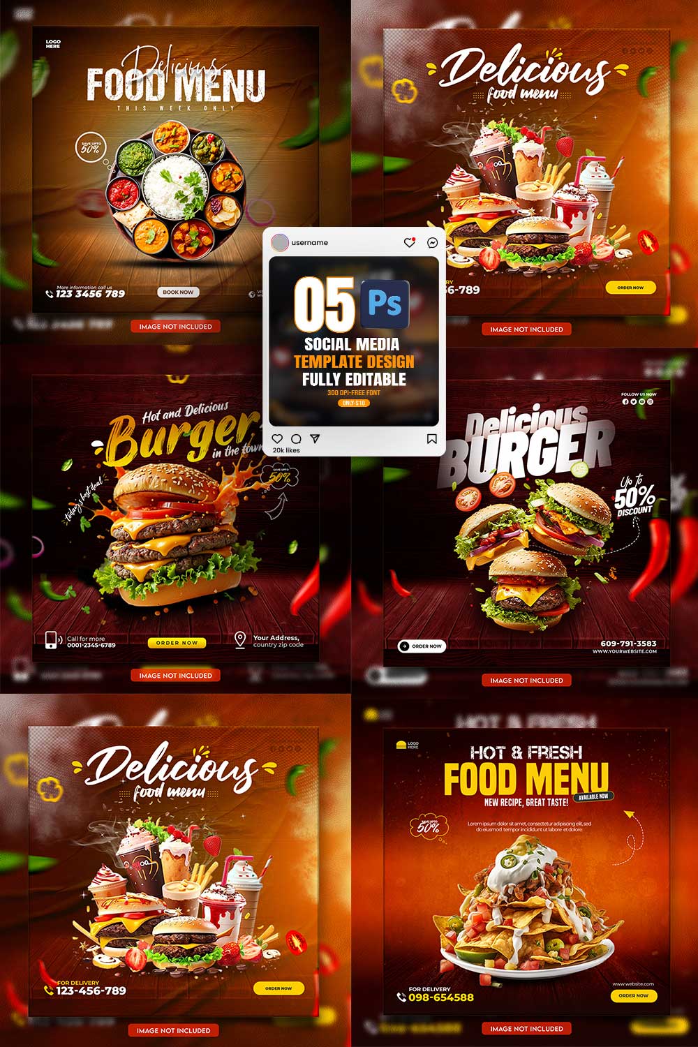 05 Unique & Professional social media post or web banner template design pinterest preview image.