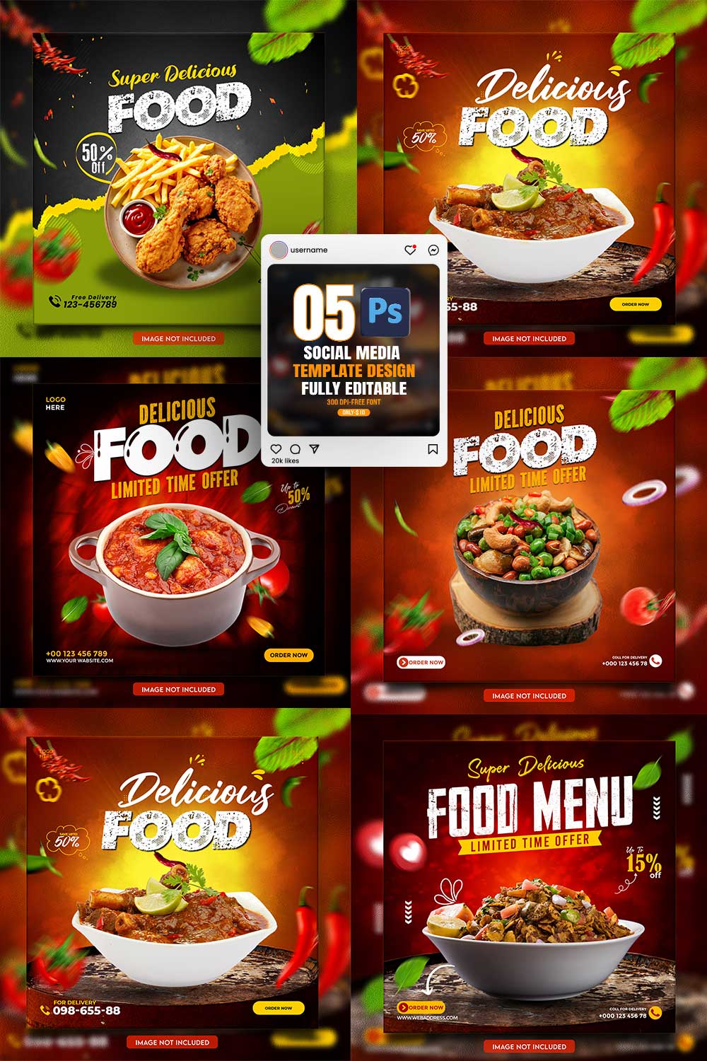 05 Unique & Professional social media post or web banner template design pinterest preview image.