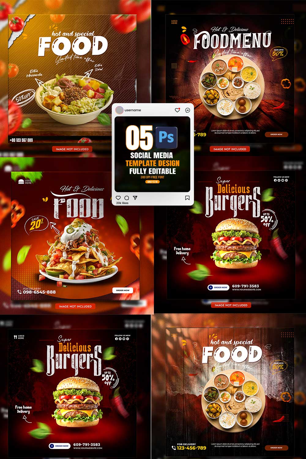 05 Unique & Professional social media post or web banner template design pinterest preview image.