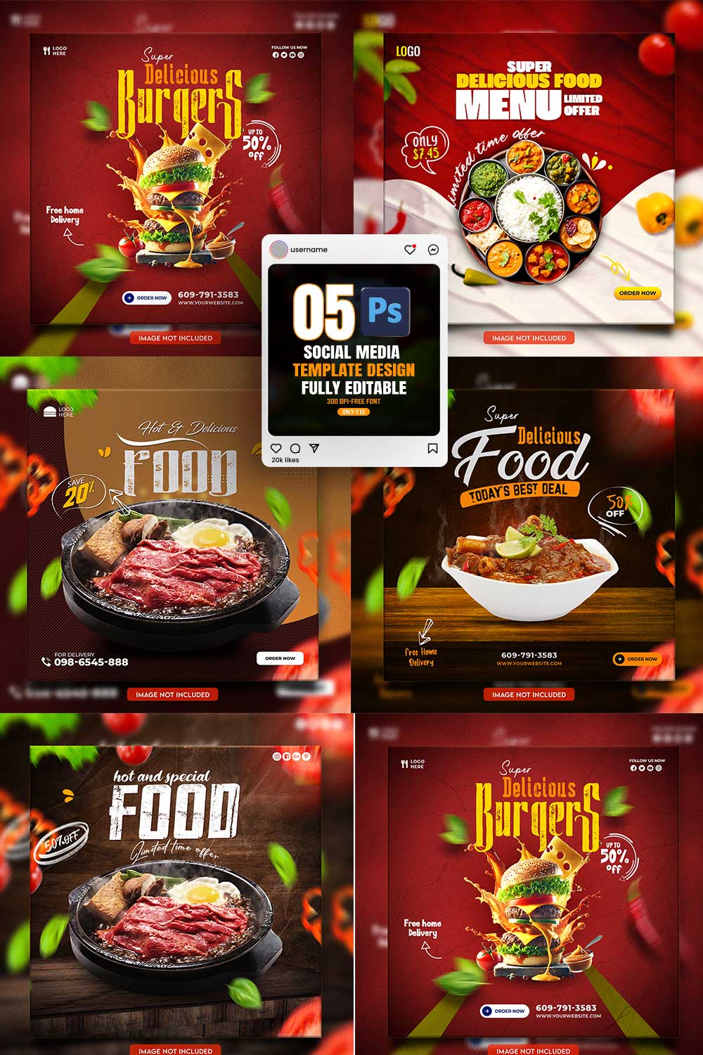 05 Unique & Professional social media post or web banner template design pinterest preview image.