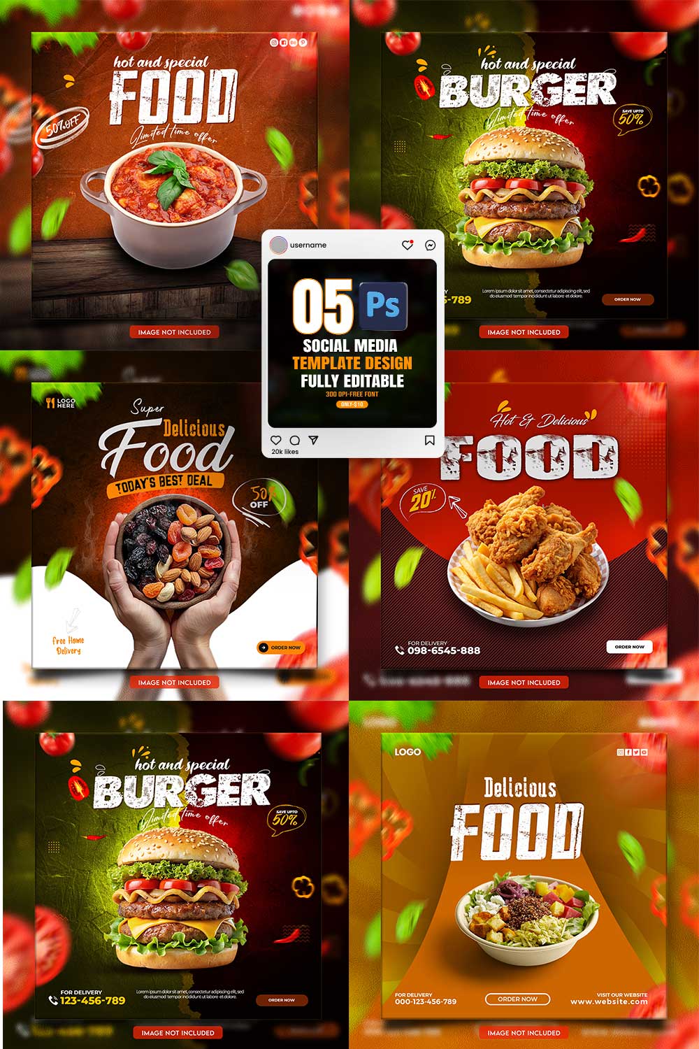 05 Unique & Professional social media post or web banner template design pinterest preview image.