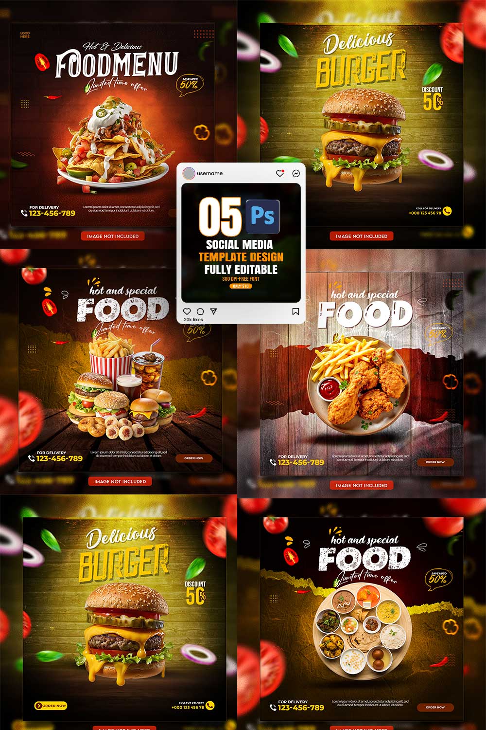 05 Unique & Professional social media post or web banner template design pinterest preview image.