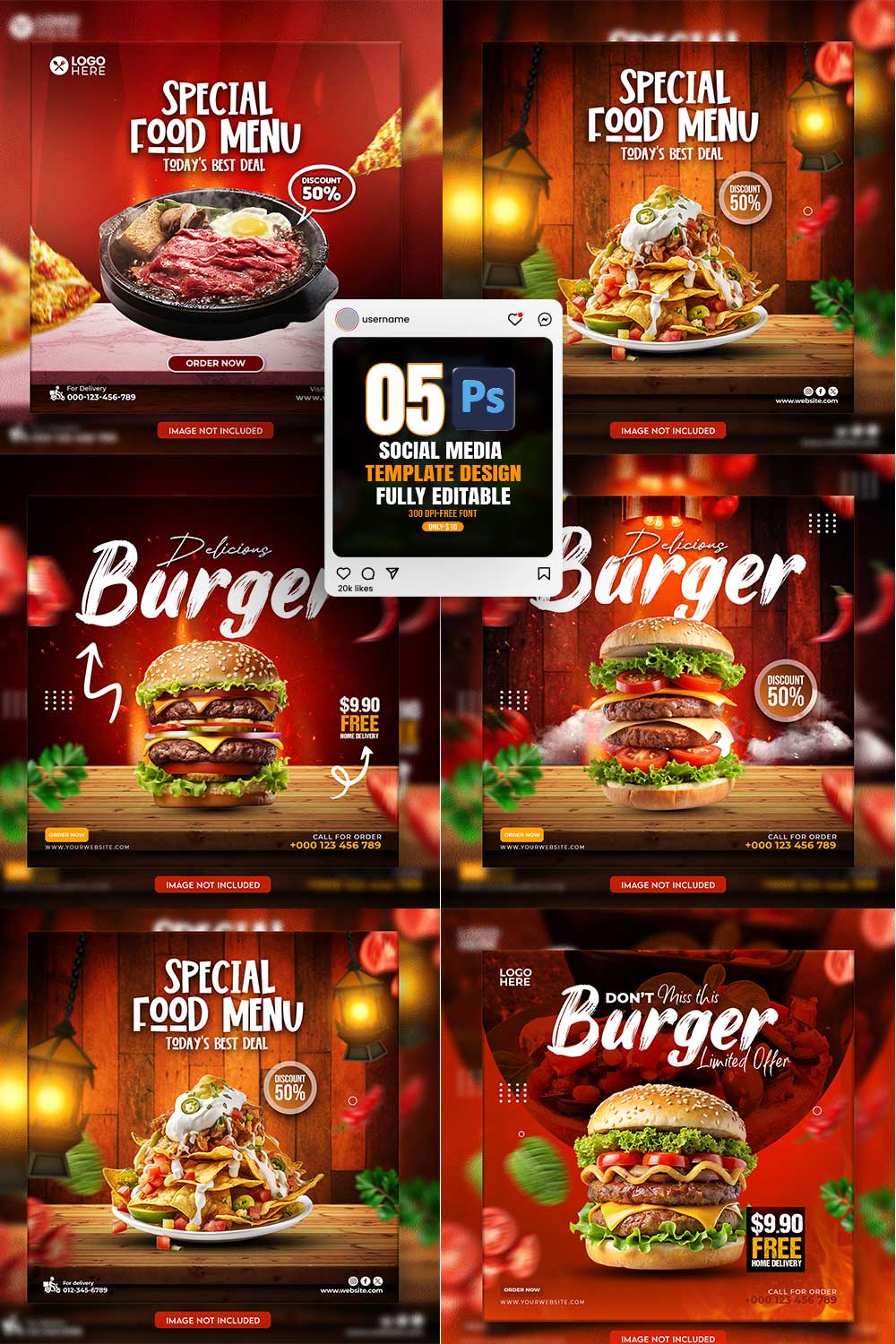 05 Unique & Professional social media post or web banner template design pinterest preview image.