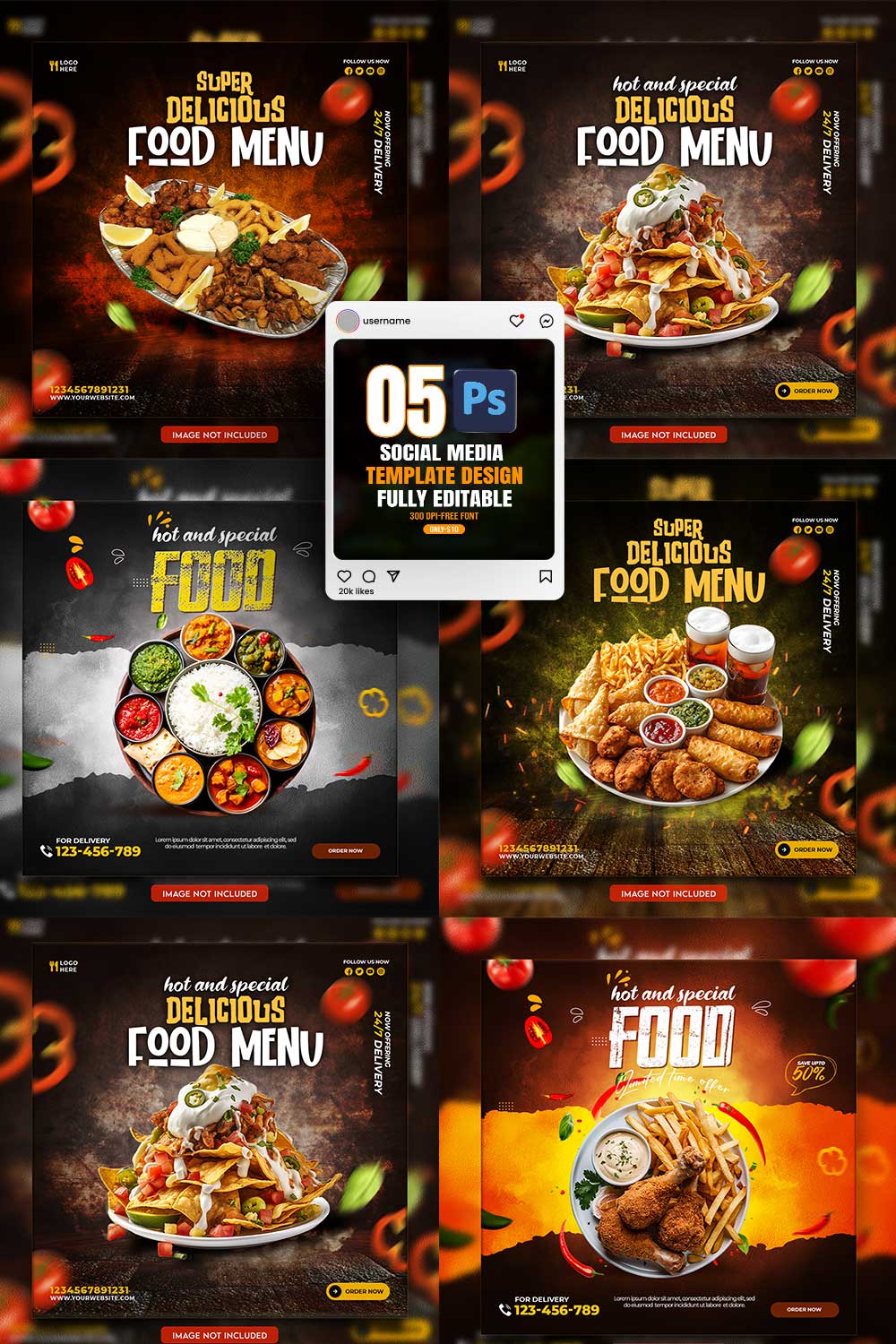 05 Unique & Professional social media post or web banner template design pinterest preview image.