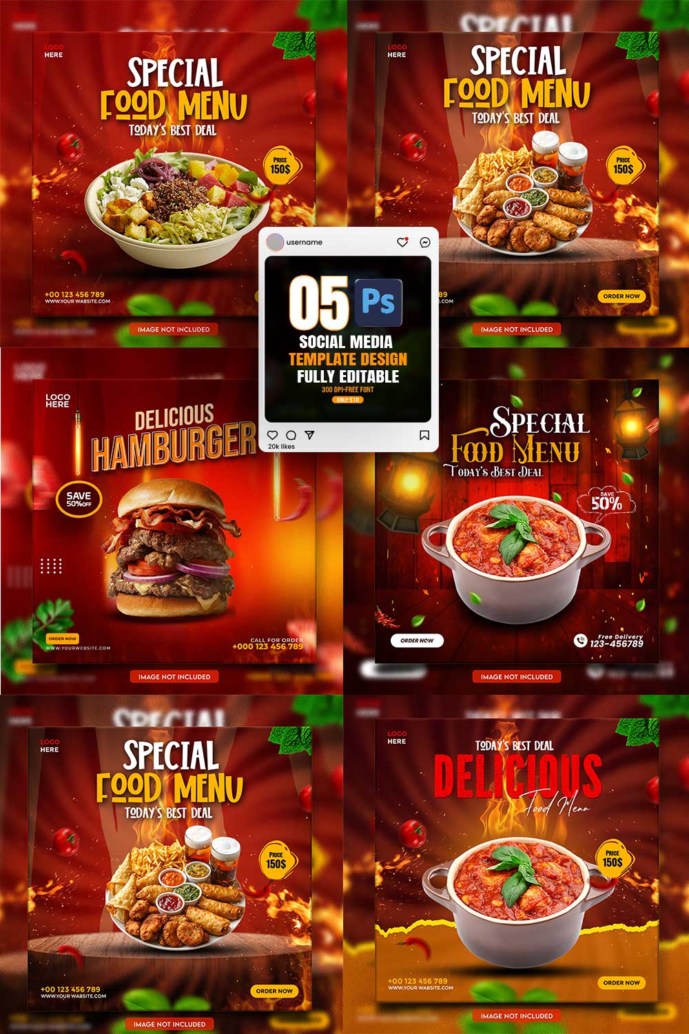 05 Unique & Professional social media post or web banner template design pinterest preview image.