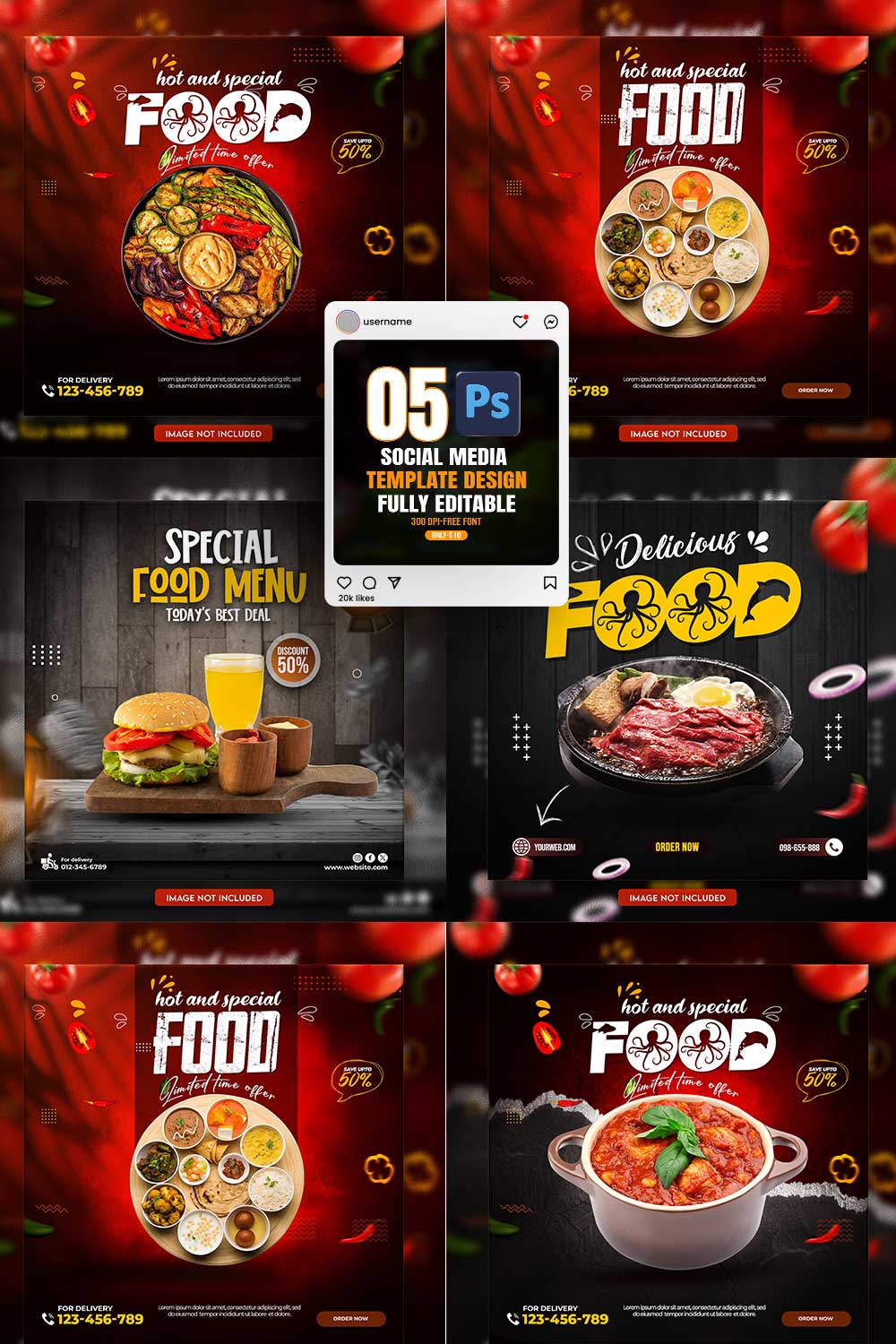05 Unique & Professional social media post or web banner template design pinterest preview image.