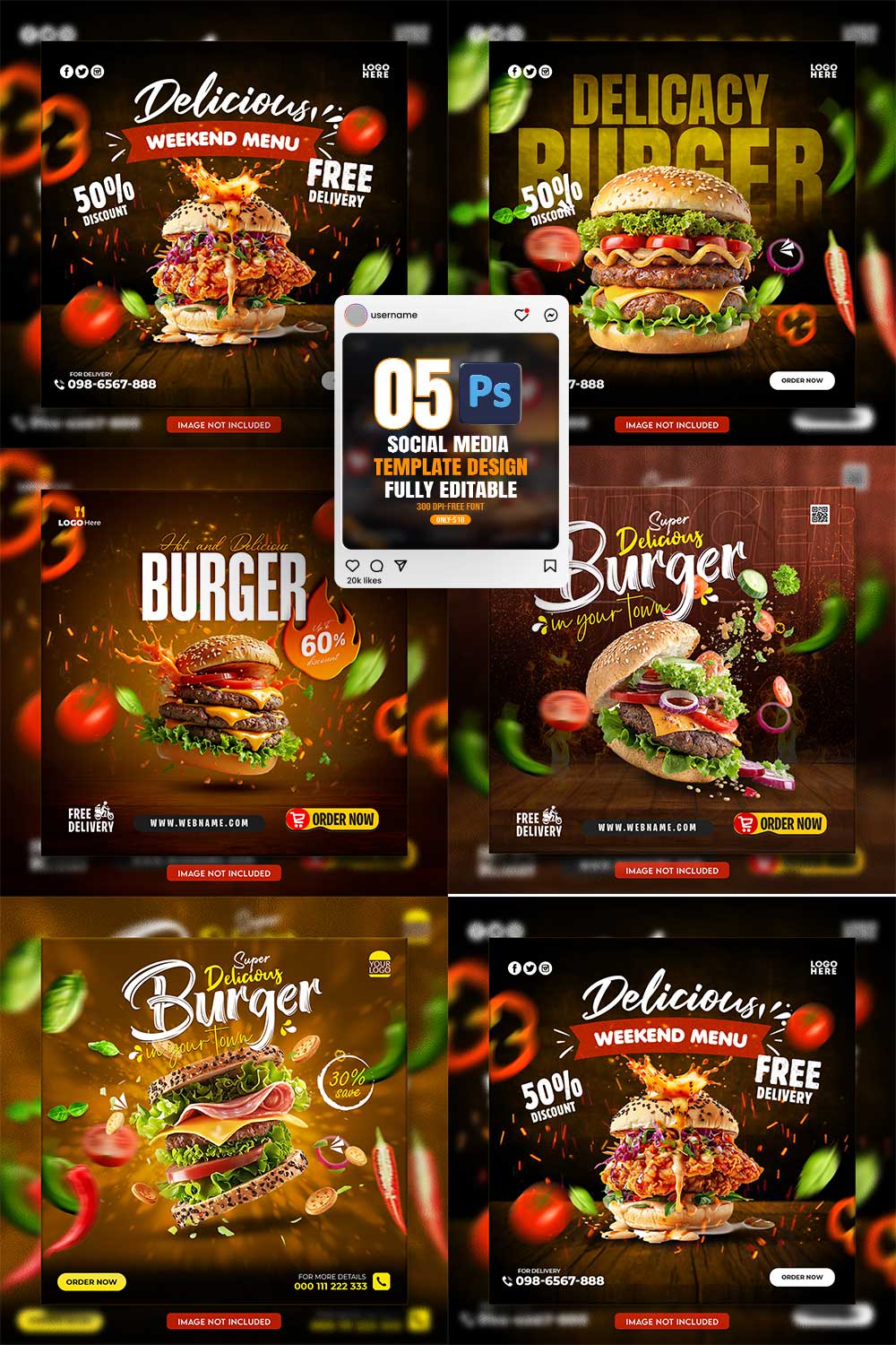05 Unique & Professional social media post or web banner template design pinterest preview image.