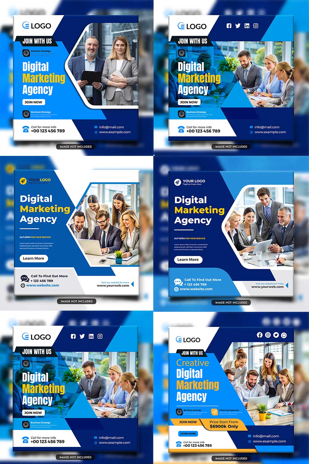 social media banner or post template bundles fully editable pinterest preview image.