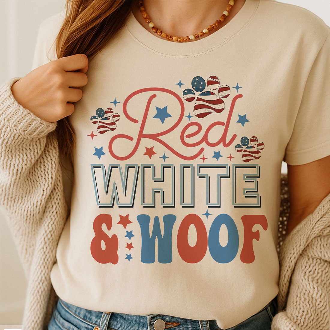 Red White and Woof 4th of July SVG PNG cover image.
