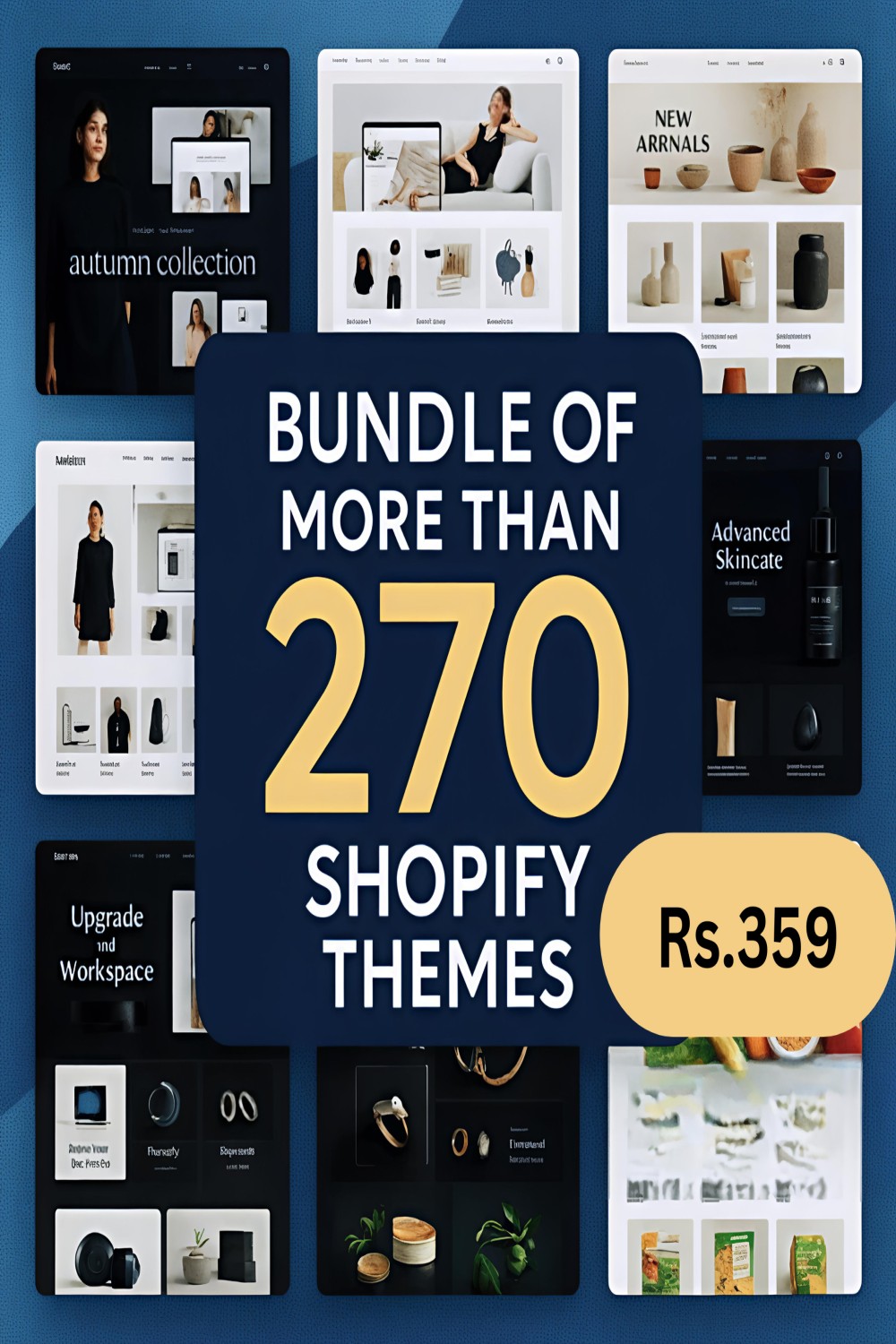 Shopify Template Bundle 2025 New, Premium Shopify Themes New pinterest preview image.