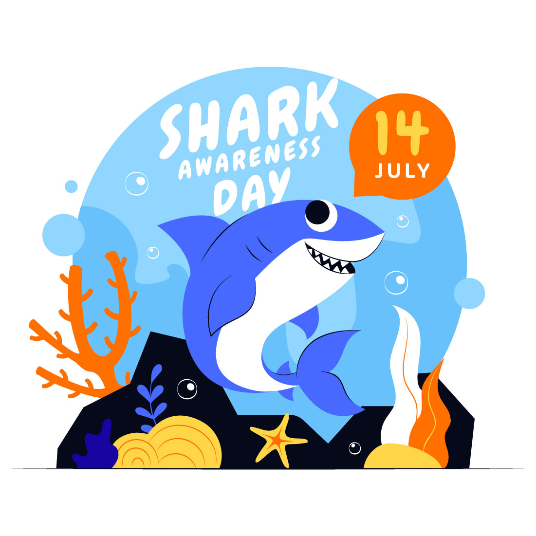 10 Shark Awareness Day Illustration preview image.