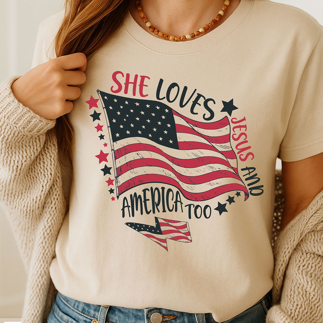 She Loves Jesus and America Too SVG PNG preview image.