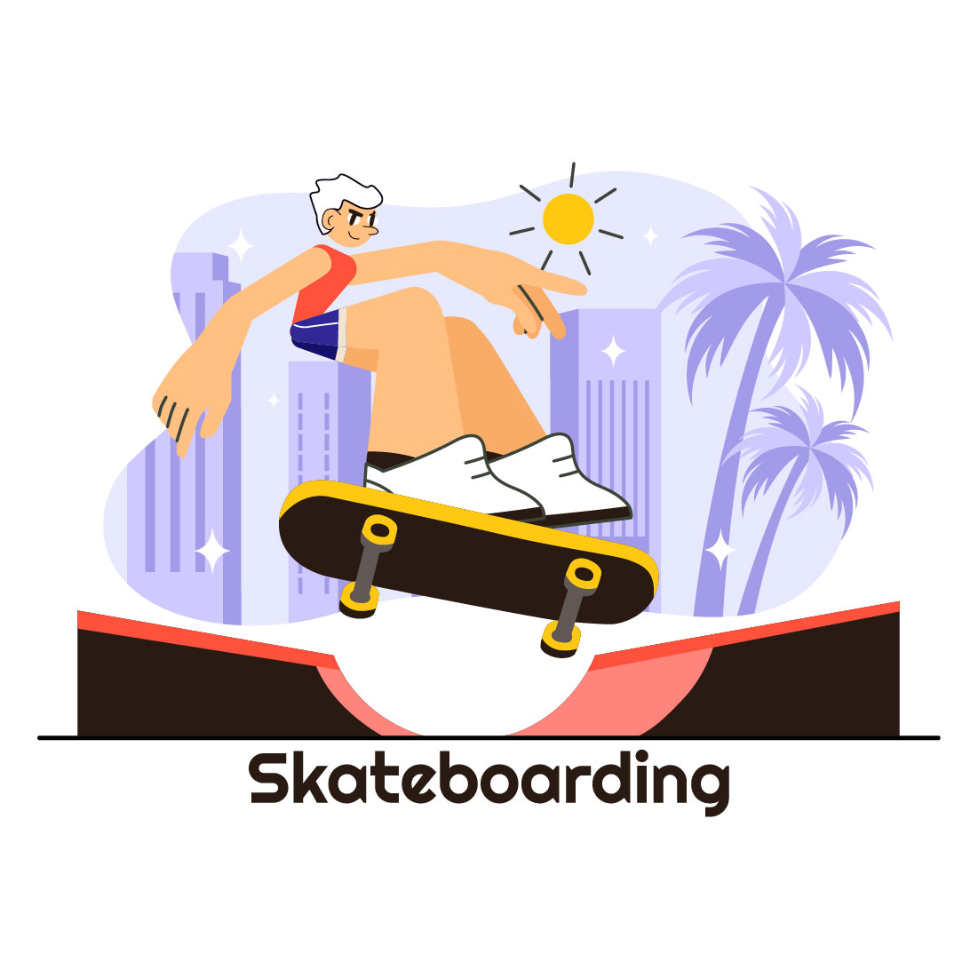 10 Extreme Skateboarding Tricks Illustration preview image.