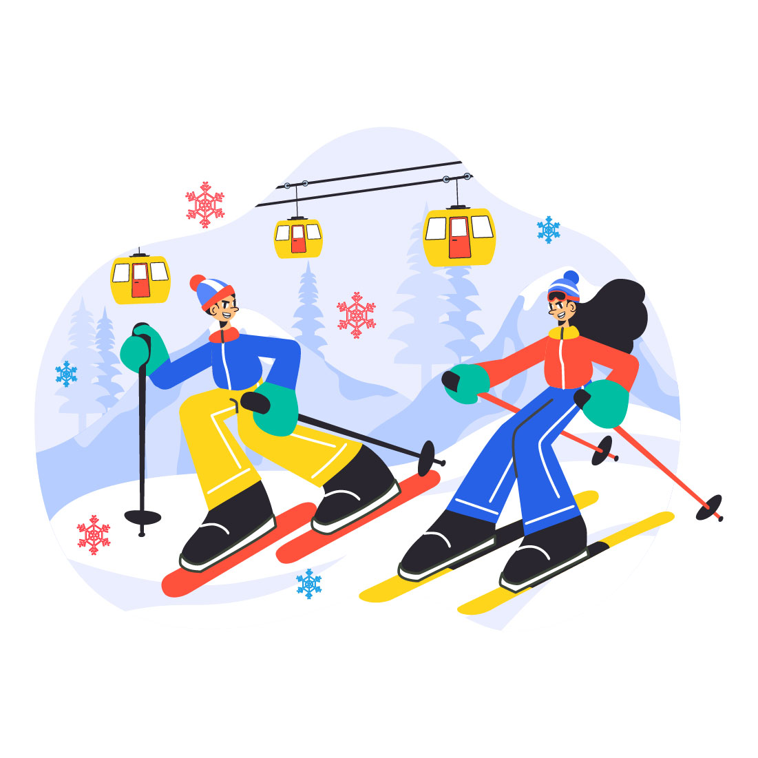 10 Skiing Winter Sport Activities Illustration preview image.