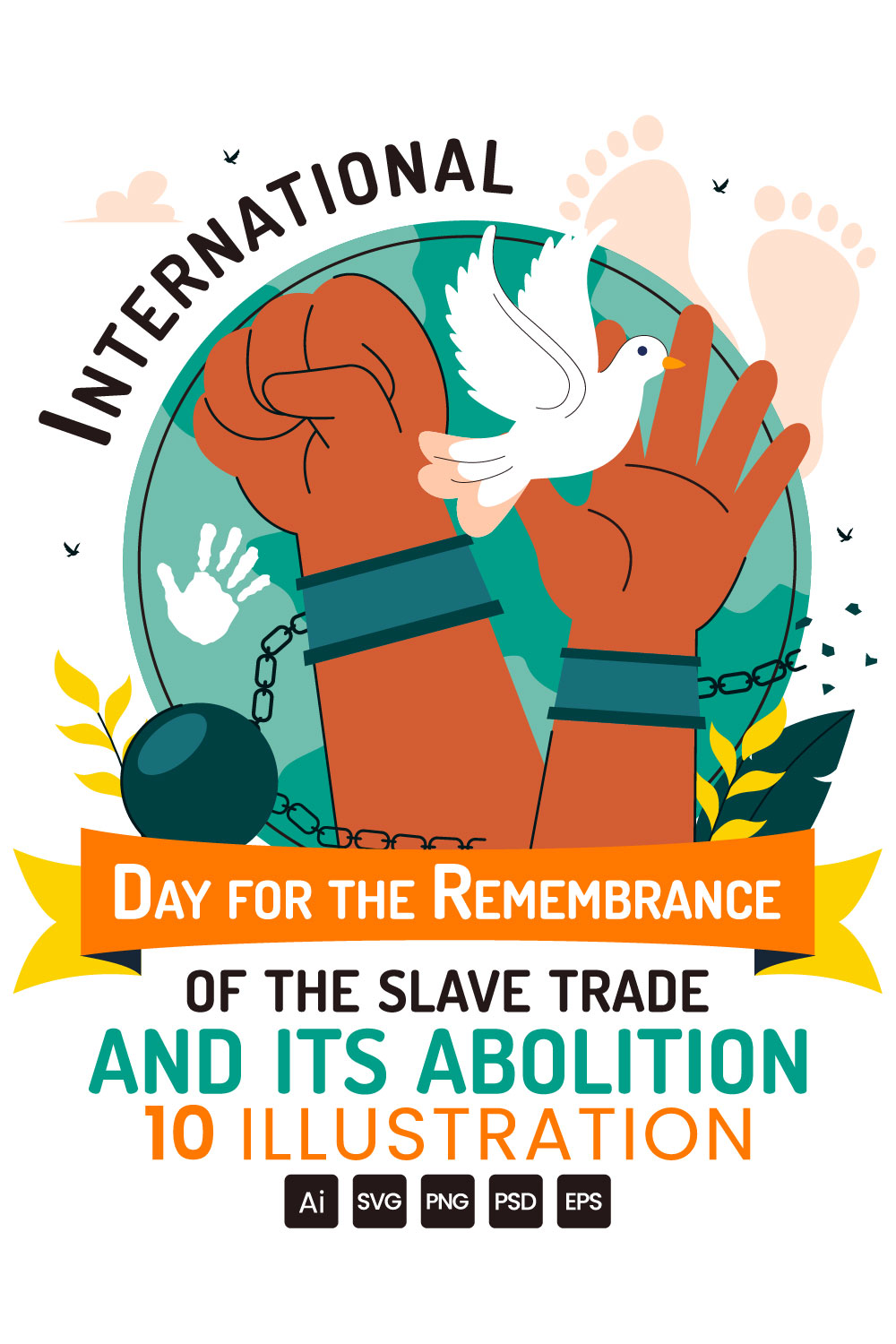 10 Day of the Slave Trade and Abolition Illustration pinterest preview image.