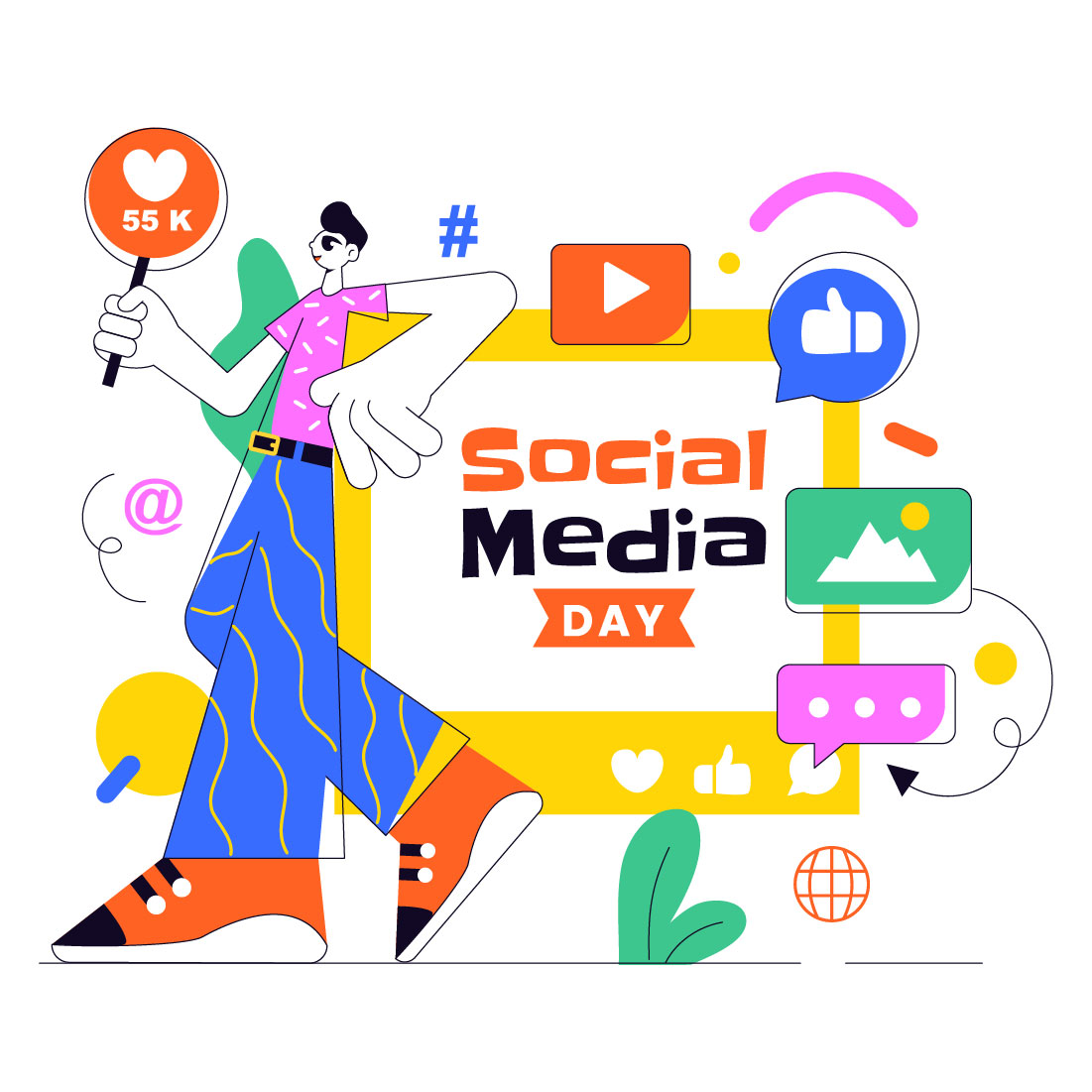 7 Social Media Day Illustration preview image.