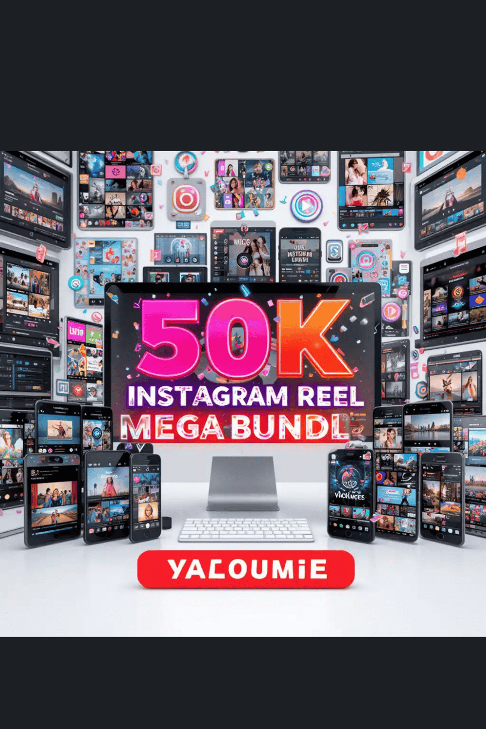 50K Instagram Reels Templates & Clips Mega Collection | Editable & Trending Content for Social Media pinterest preview image.