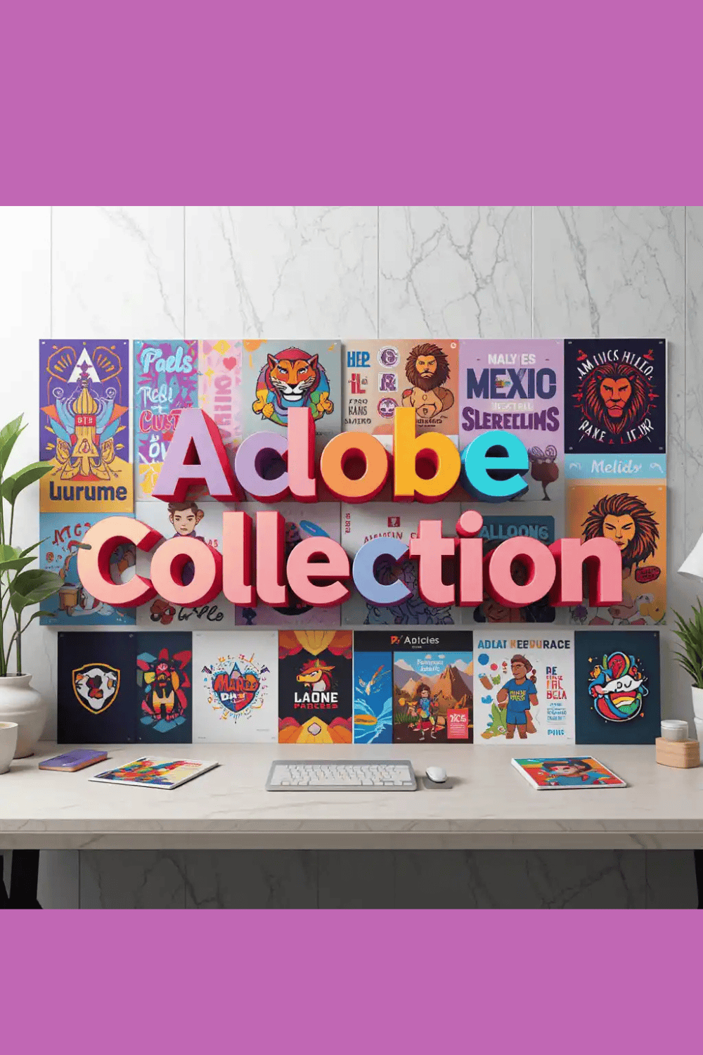 Adobe Illustrator Collection | 1000+ Premium Designs Bundle pinterest preview image.