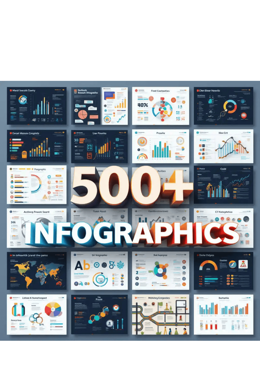 500+ Infographics Templates – Editable, Modern & Data-Ready Designs pinterest preview image.