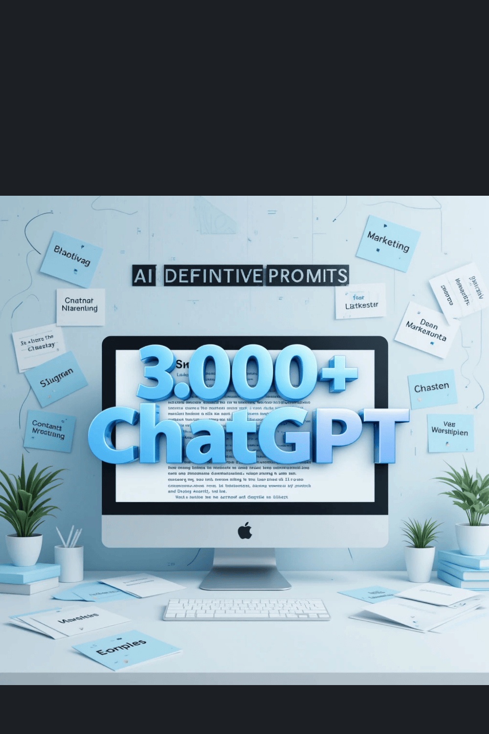 3,000+ ChatGPT Prompts Definitive Pack | Ultimate AI Tool for Productivity, Marketing, SEO & More pinterest preview image.