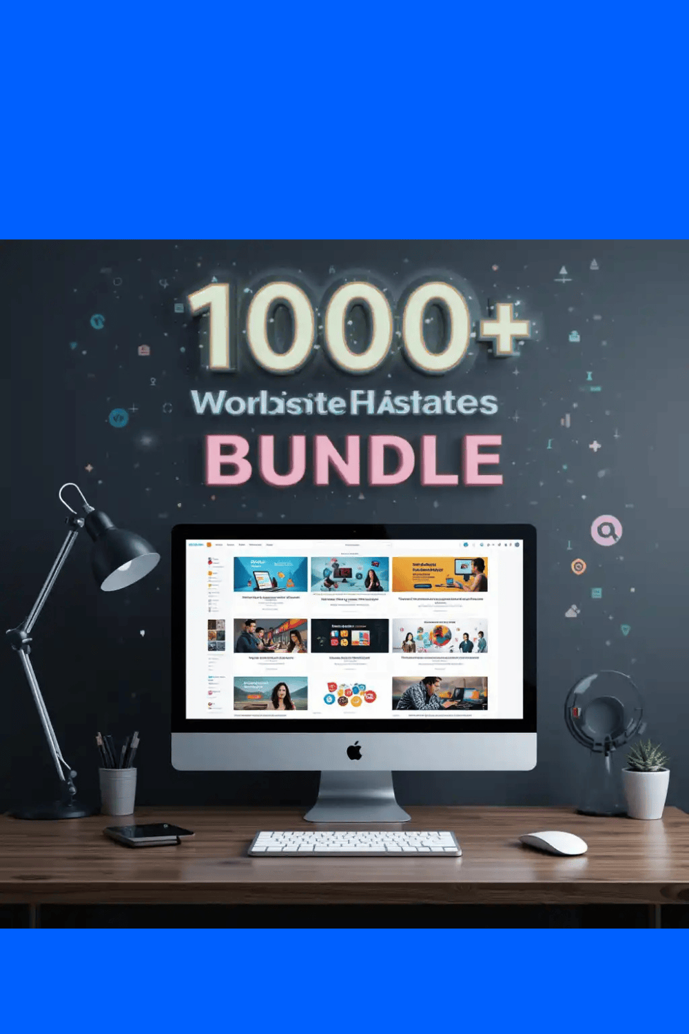 1000+ Website Themes Bundle – HTML5, CSS, PHP & WordPress Templates pinterest preview image.