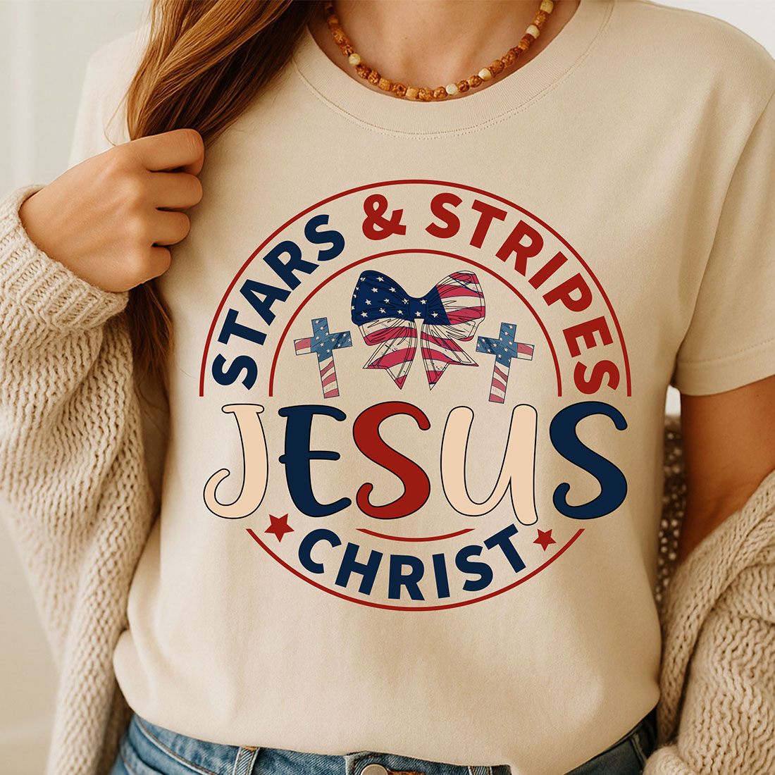Stars & Stripes and Jesus Christ SVG PNG cover image.